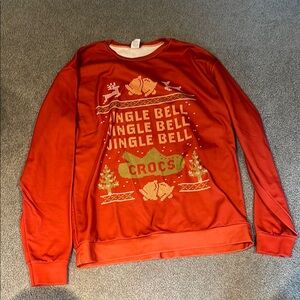 CROCS Red/Orange Crewneck Sweater with Holiday Charm